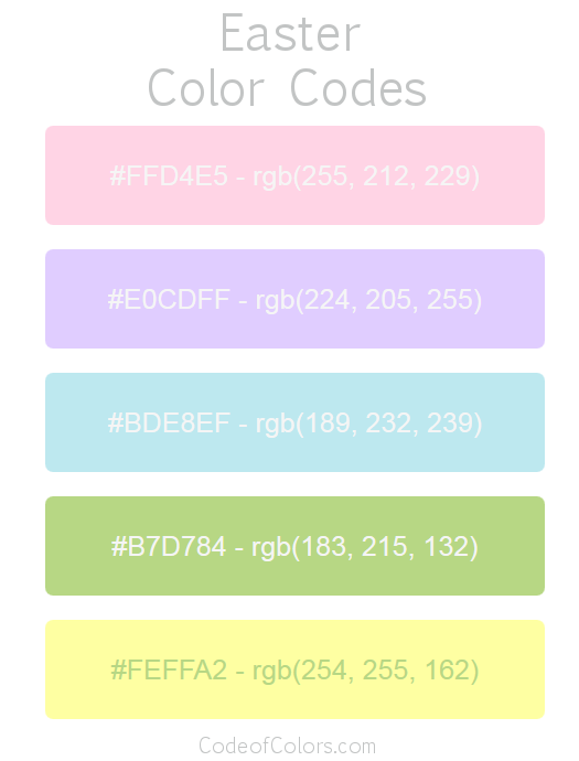 Easter Color Palette Hex and RGB Color Codes