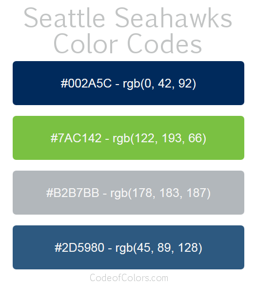 Seattle Seahawks Colors Hex and RGB Color Codes