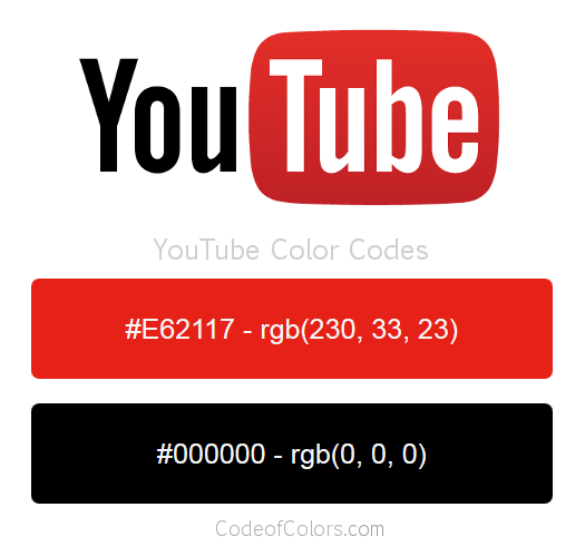YouTube Colors - Hex and RGB Color Codes