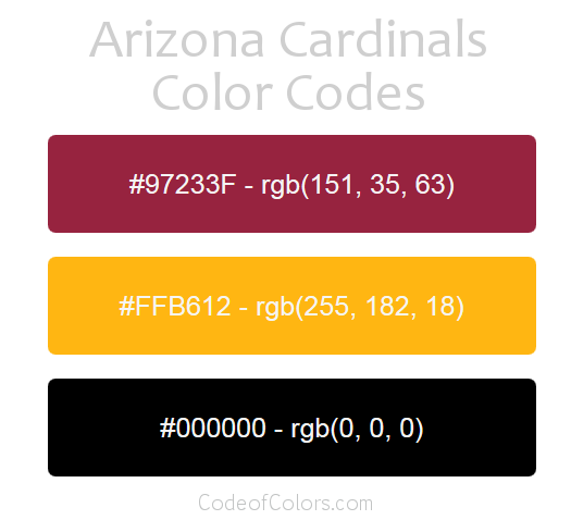 Arizona Cardinals Team Color Codes