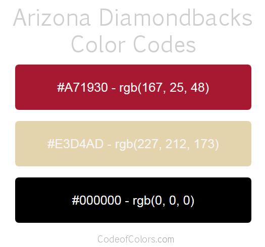 Arizona Diamondbacks Team Color Codes