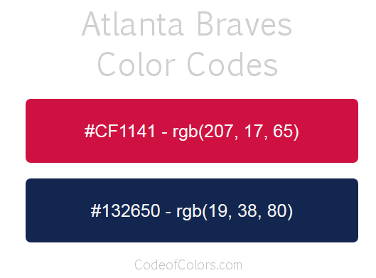 Atlanta Braves Team Color Codes