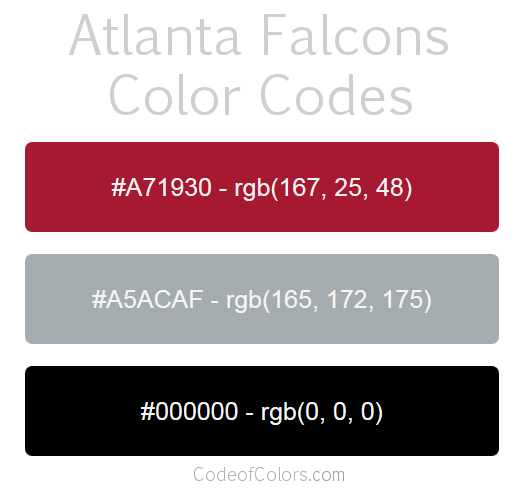 Atlanta Falcons Team Color Codes