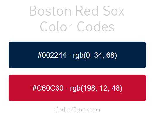 Boston Red Sox Team Color Codes