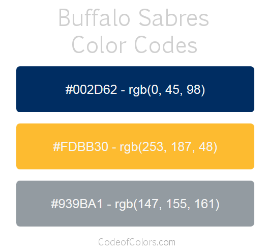 Buffalo Sabres Team Color Codes