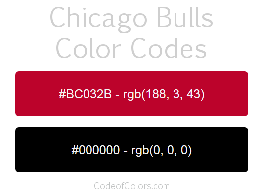 Chicago Bulls Team Color Codes