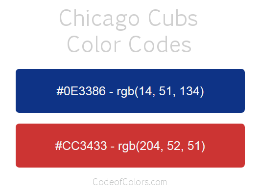 Chicago Cubs Team Color Codes