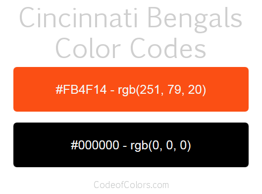 Cincinnati Bengals Team Color Codes