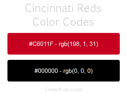 Cincinnati Reds Team Color Codes
