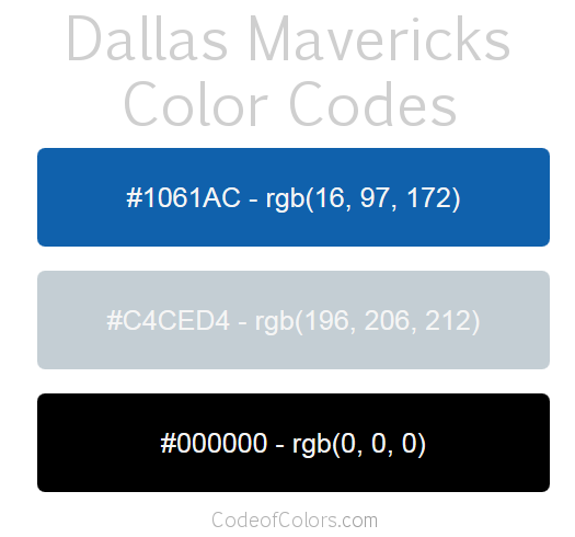Dallas Mavericks Colors - Hex and RGB 