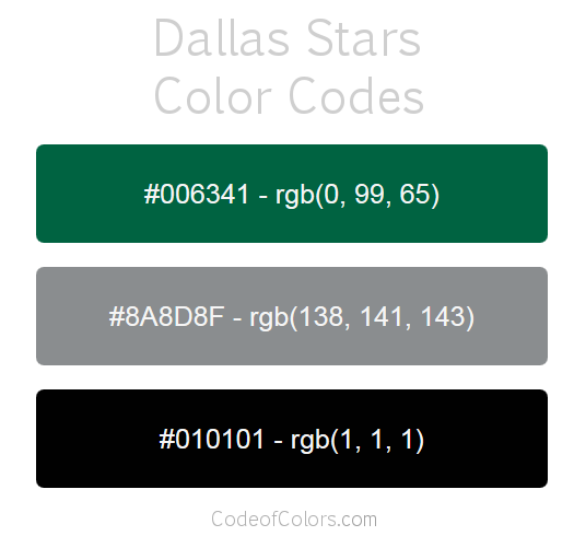 Dallas Stars Team Color Codes