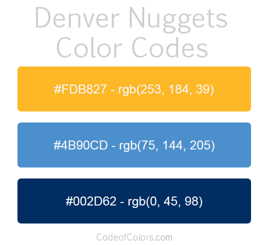 Denver Nuggets Team Color Codes