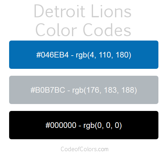 Detroit Lions Team Color Codes