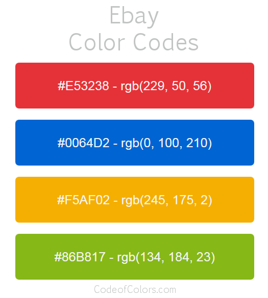 Ebay Logo and Website Color Codes