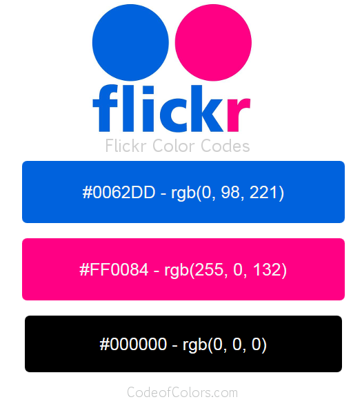 Flickr Logo and Website Color Codes