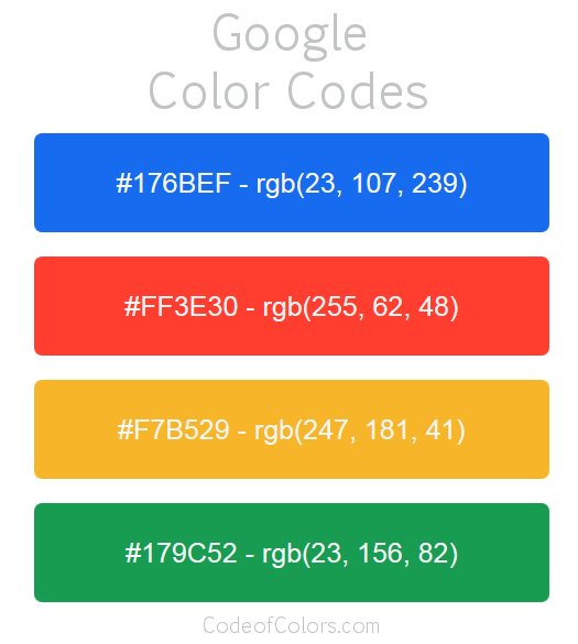 Google Logo and Website Color Codes