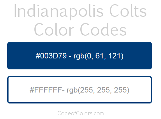 Indianapolis Colts Team Color Codes