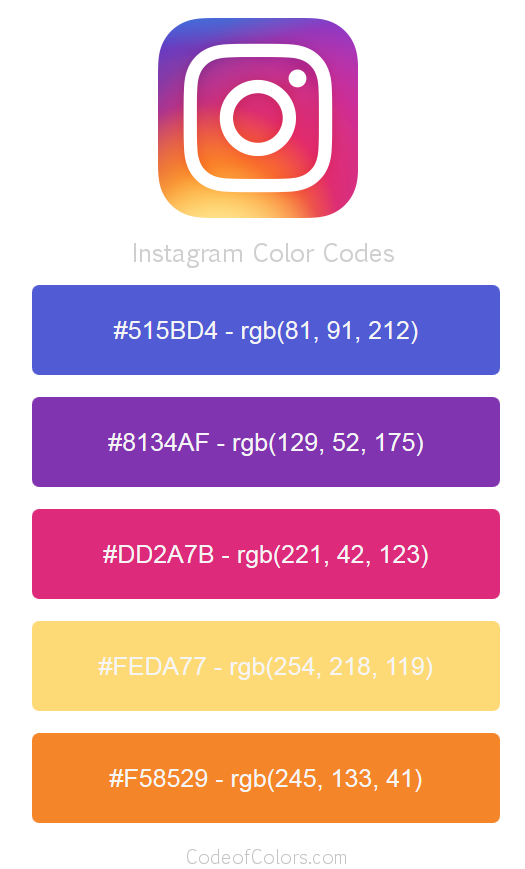 Instagram Logo and Website Color Codes