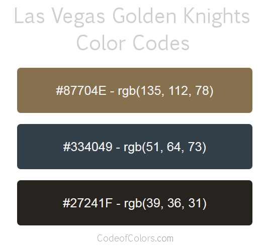 Las Vegas Golden Knights Colors - Hex and RGB Color Codes