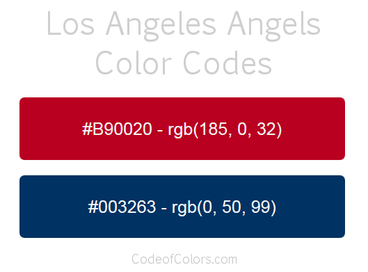 Los Angeles Angels Team Color Codes
