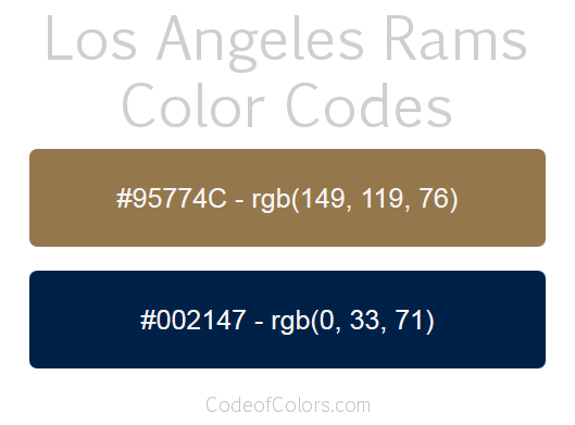 Los Angeles Rams Team Color Codes