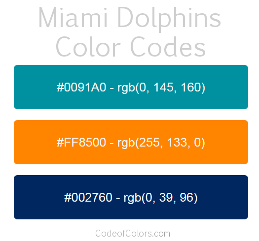 Miami Dolphins Team Color Codes