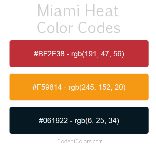 Miami Heat Team Color Codes