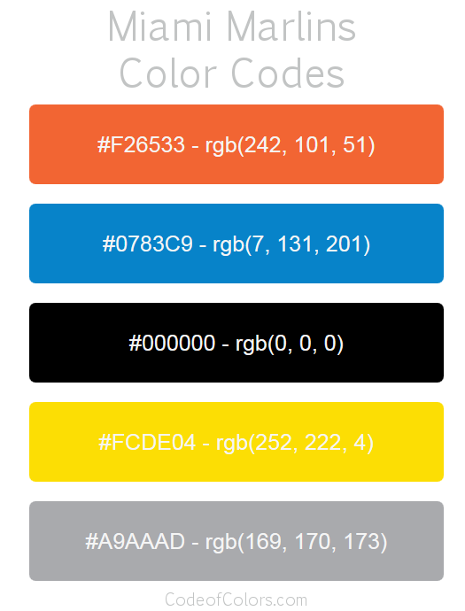 Miami Marlins Team Color Codes