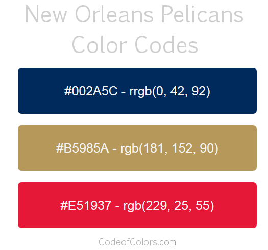 New Orleans Pelicans Team Color Codes