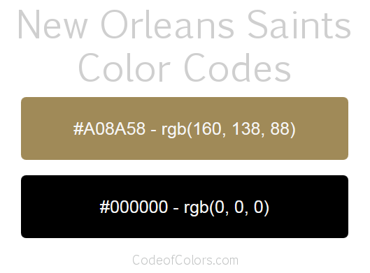 New Orleans Saints Team Color Codes
