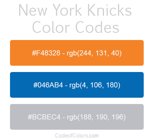 New York Knicks Team Color Codes