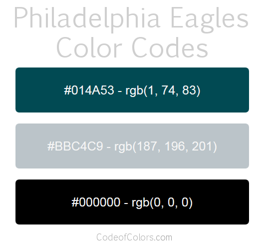 Philadelphia Eagles Team Color Codes