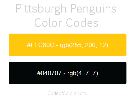 Pittsburgh Penguins Colors - Hex and RGB Color Codes