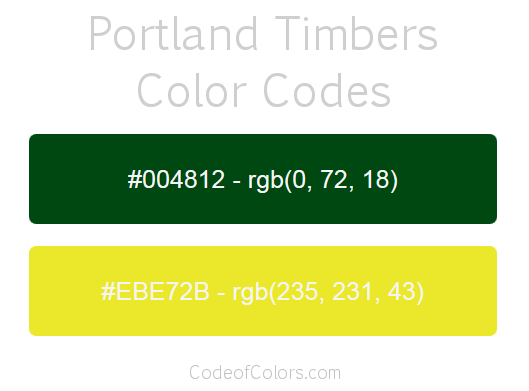 Portland Timbers Team Color Codes