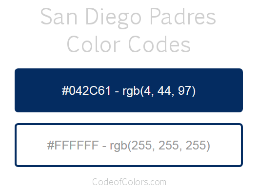San Diego Padres Team Color Codes