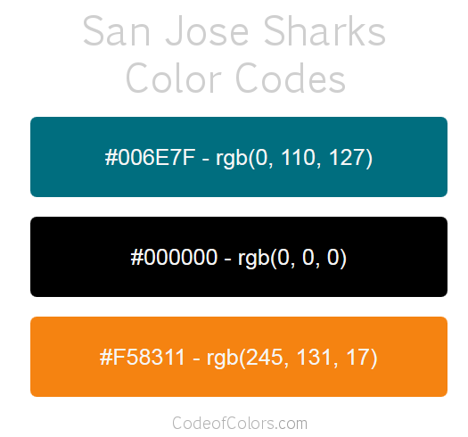 San Jose Sharks Team Color Codes