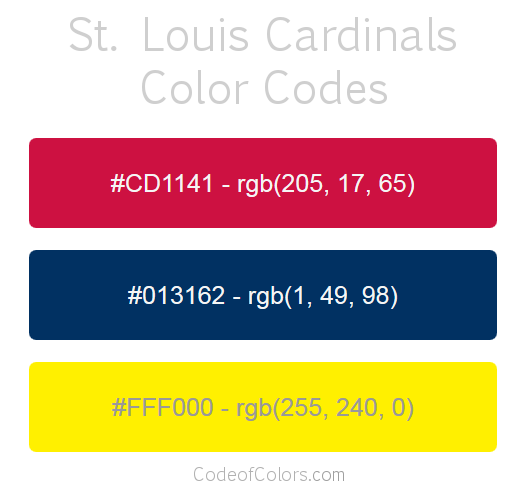 St. Louis Cardinals Team Color Codes
