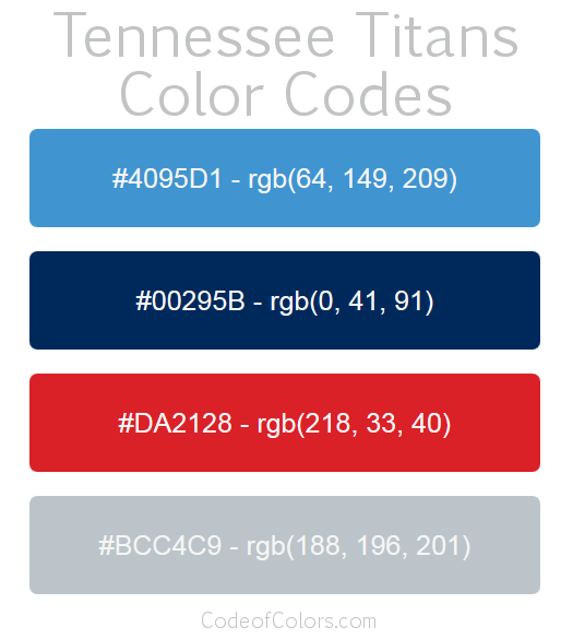 Tennessee Titans Team Color Codes