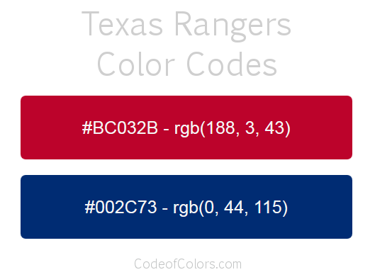 Texas Rangers Team Color Codes