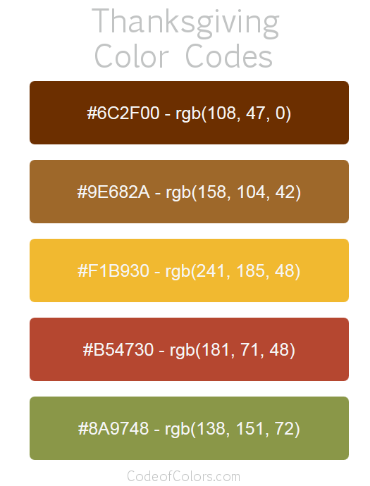 Thanksgiving Color Palette and Scheme