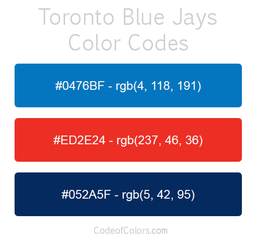 Toronto Blue Jays Team Color Codes